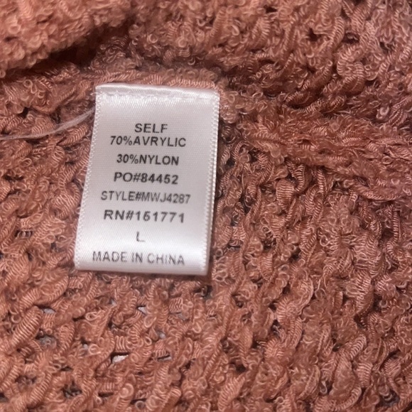 {EUC Crochet Cropped Le Lis Mauve Lt Pink Lightweight Cardigan Sweater Large} - Picture 5 of 8